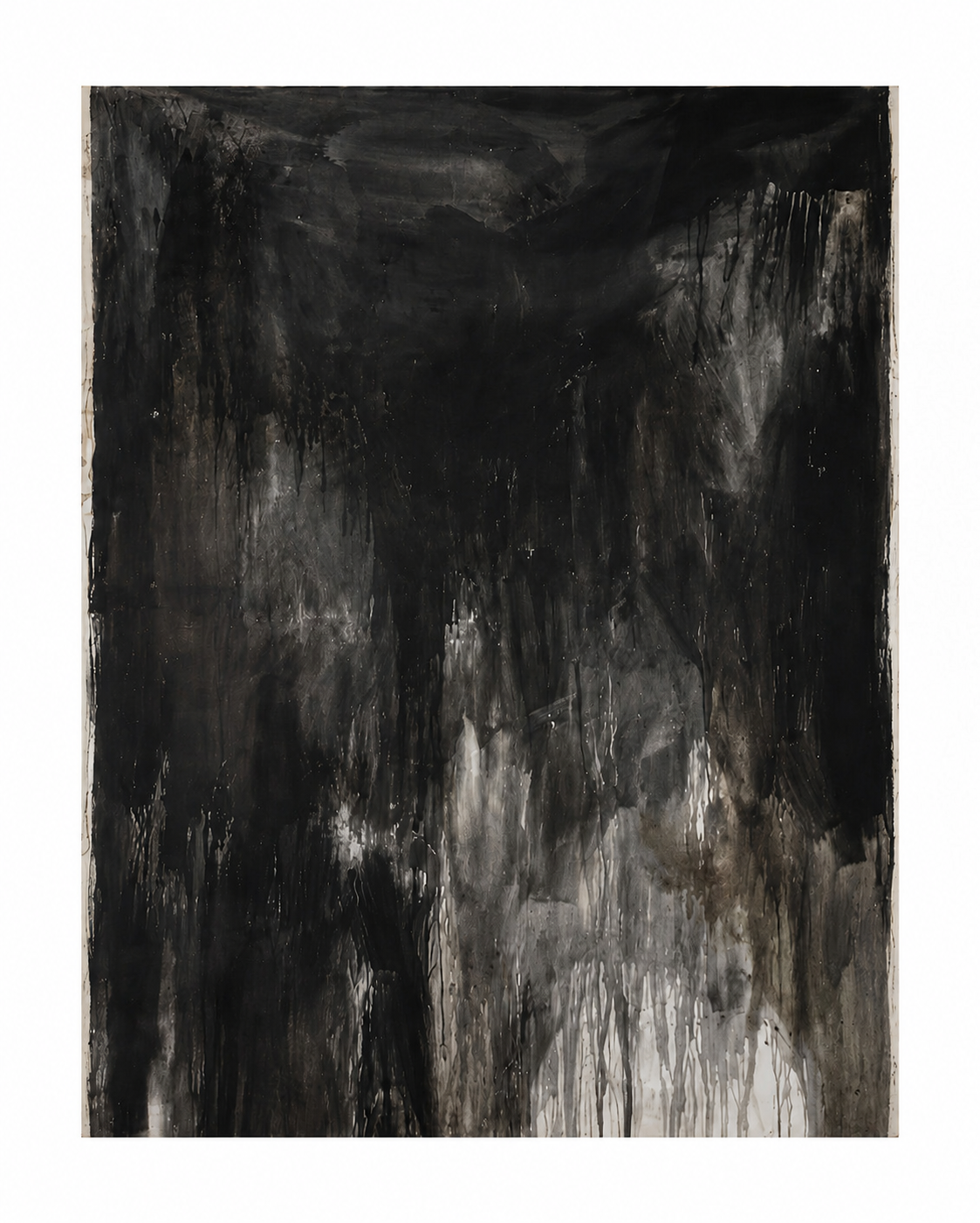 Sin título, pintura abstracta en negro, gris y blanco